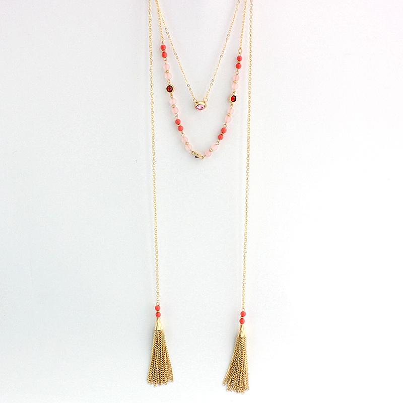 Beaded Layered Tassel Necklaces