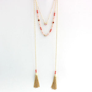 Beaded Layered Tassel Necklaces