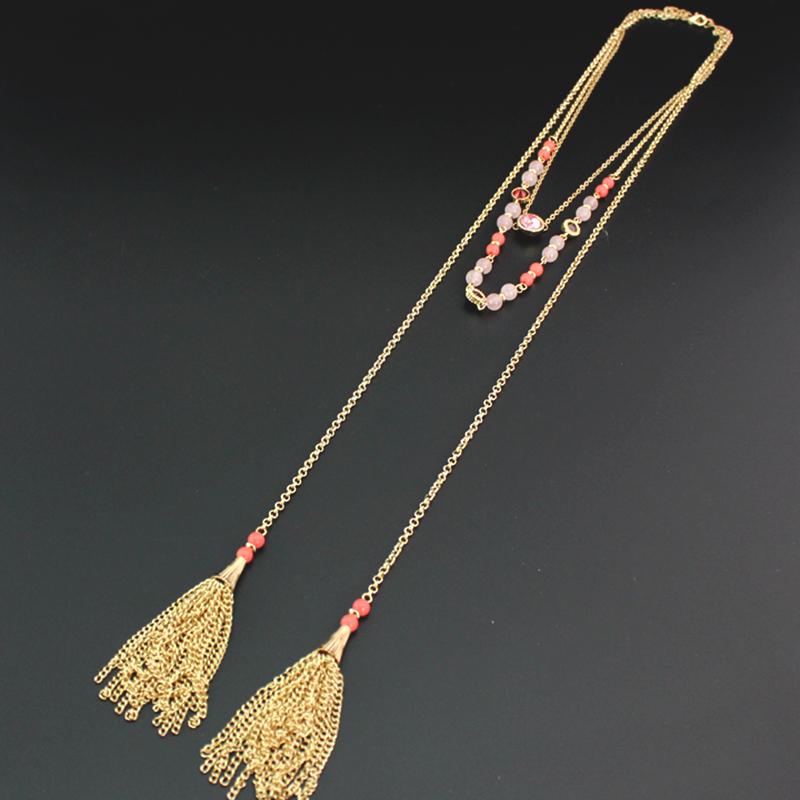Beaded Layered Tassel Necklaces