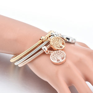 Tri Color Charm Bangle Bracelet Set