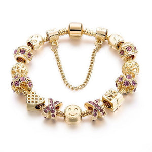 Hugs and Kisses Crystal Charm Bracelet