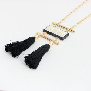 Tablet & Double Tassel Necklace