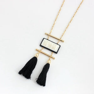 Tablet & Double Tassel Necklace