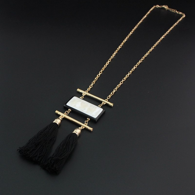 Tablet & Double Tassel Necklace