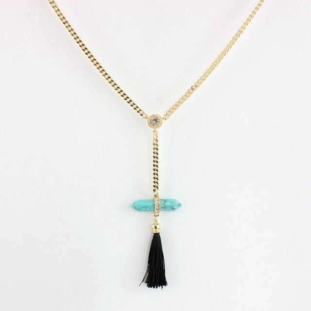 Natural Stone Shard & Tessel Necklace