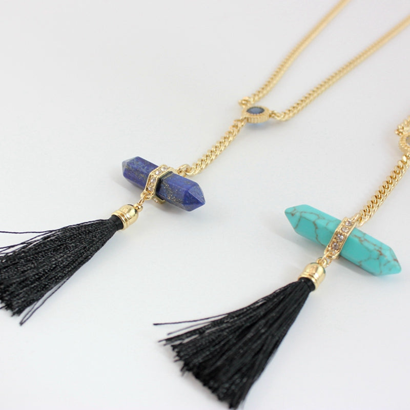 Natural Stone Shard & Tessel Necklace