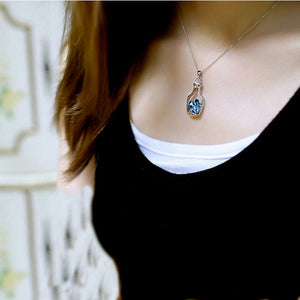 Crystal Heart Bottle Necklace