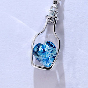 Crystal Heart Bottle Necklace