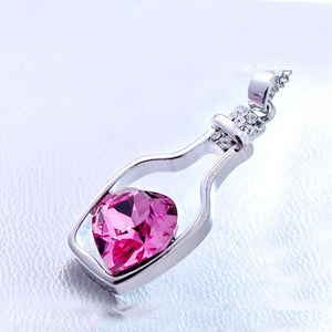 Crystal Heart Bottle Necklace