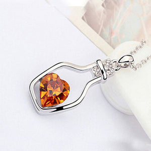 Crystal Heart Bottle Necklace