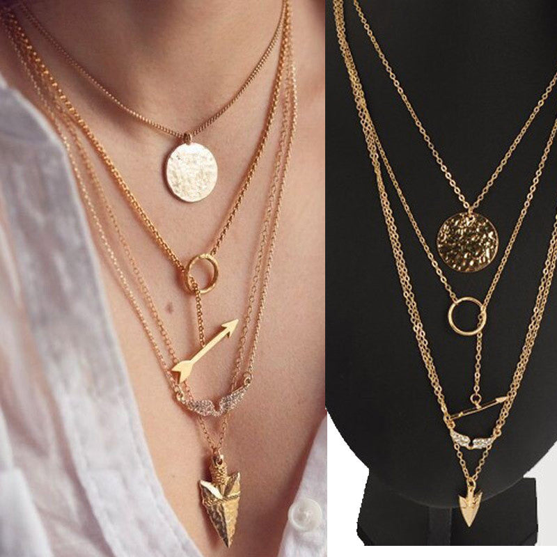 Wings And Arrows Layered Necklace