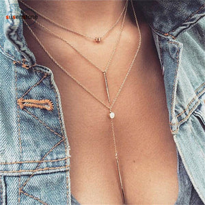 Needle Drop Layered Necklace
