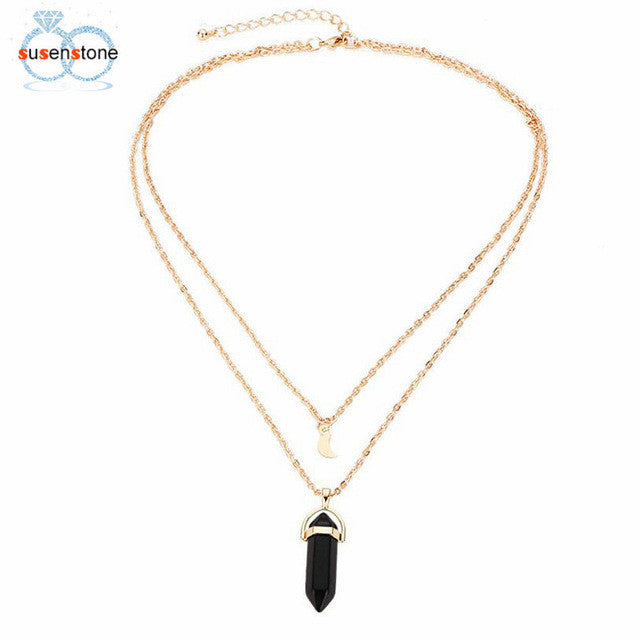 Moon And Shard Layered Necklace