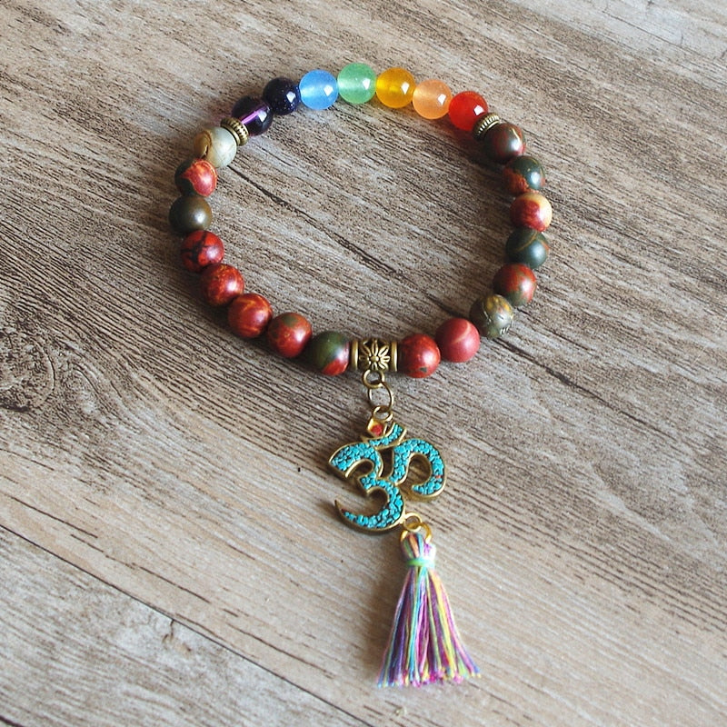 7 Chakra Om Tassel Bracelet