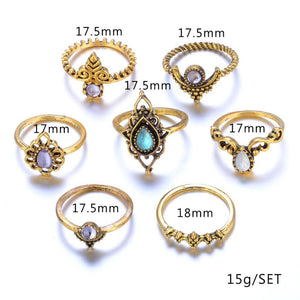 7 Pc. Boho Flora Ring Set