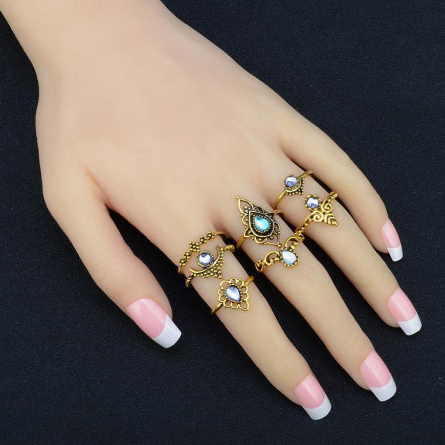 7 Pc. Boho Flora Ring Set