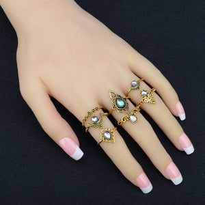 7 Pc. Boho Flora Ring Set