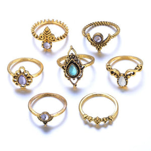 7 Pc. Boho Flora Ring Set