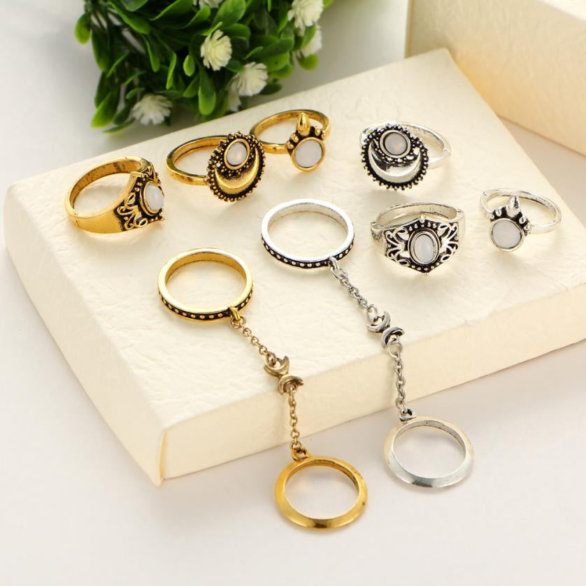 5 Pc. Moon Ring Set
