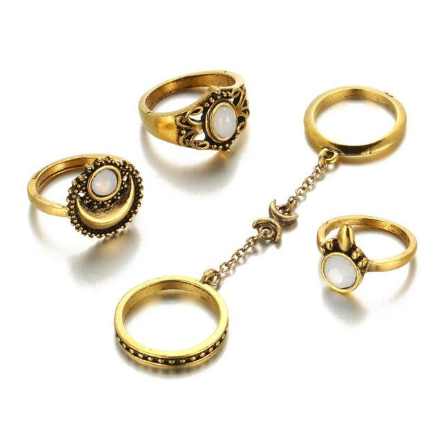 5 Pc. Moon Ring Set