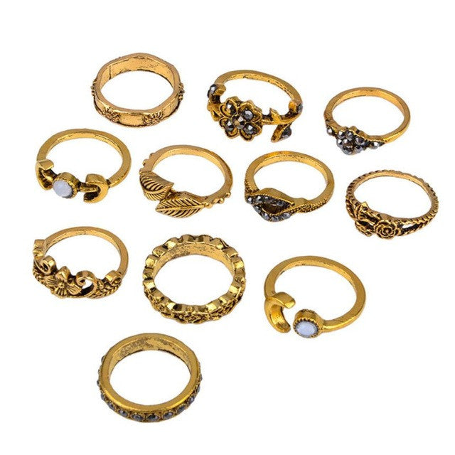 11 Pc. Vintage Flower Ring Set