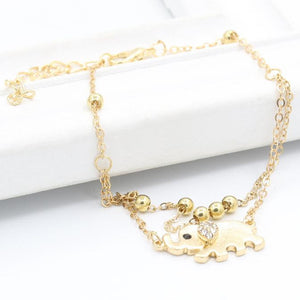 Beaded Elephant Gold Anklet