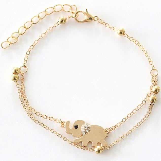Beaded Elephant Gold Anklet