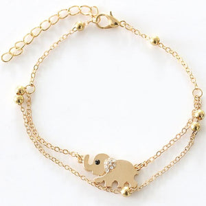 Beaded Elephant Gold Anklet