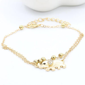 Beaded Elephant Gold Anklet