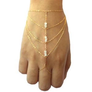 Gold Beaded Hand Chain