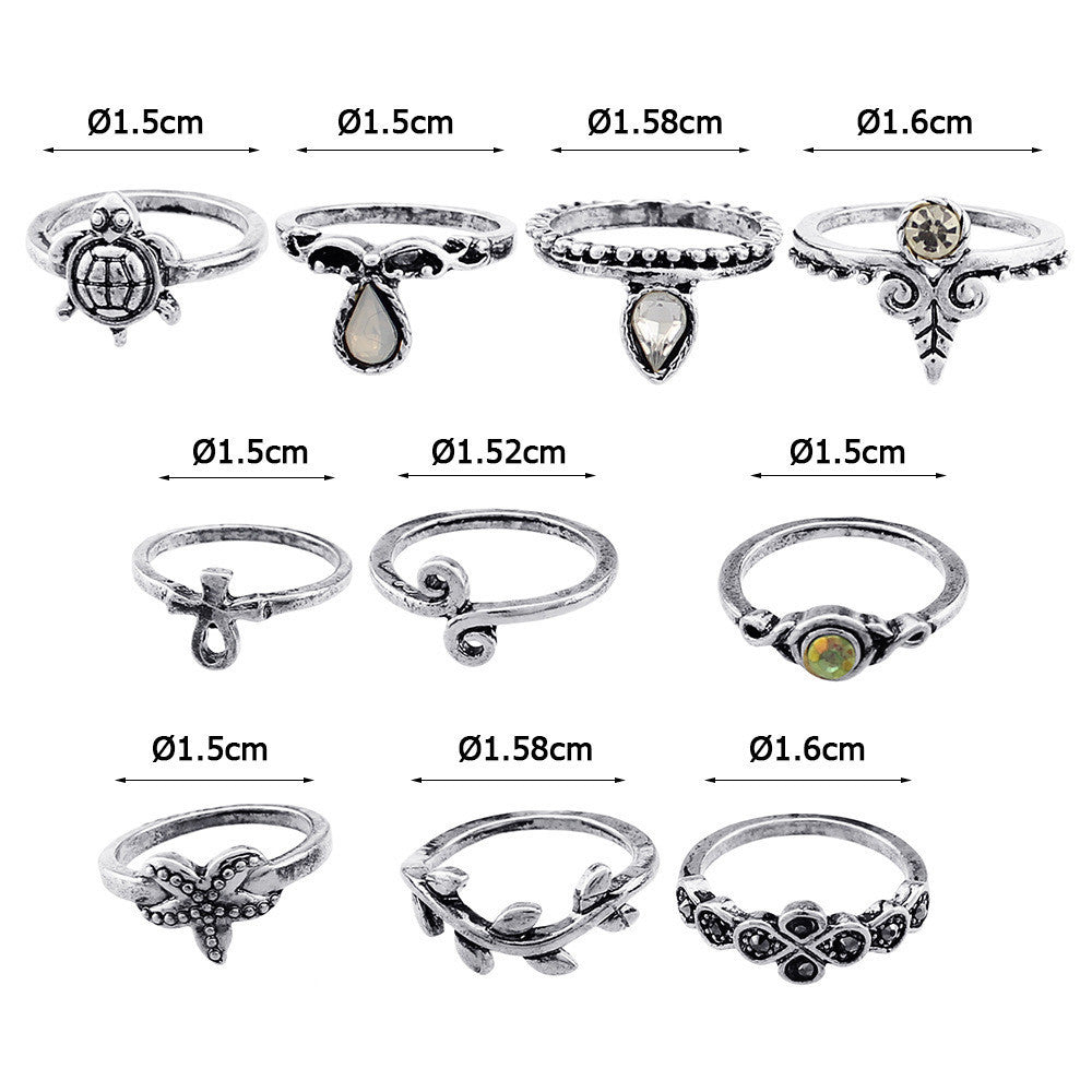 10pcs. All Living Things Ring Set