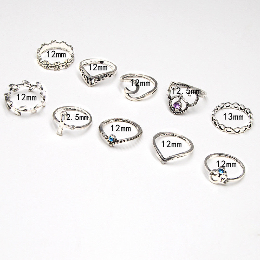 10 Pc. Silver Ring Set