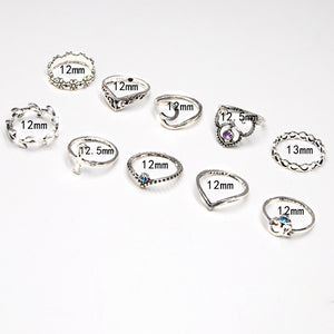 10 Pc. Silver Ring Set