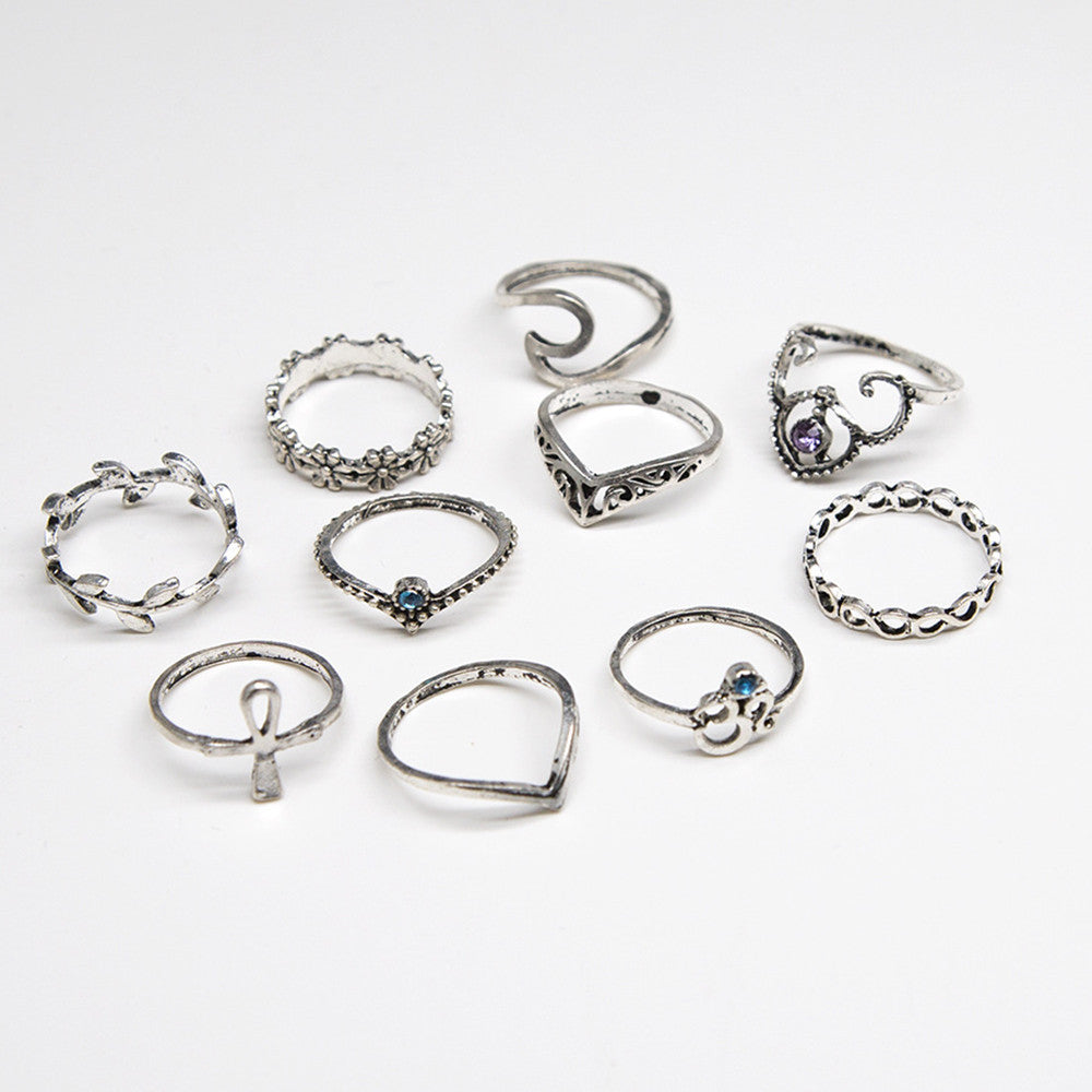 10 Pc. Silver Ring Set