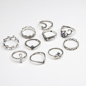 10 Pc. Silver Ring Set