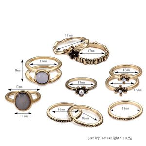 10Pcs/Set Vintage Silver Arrow Moon Finger Knuckle Rings Jewelry Gift
