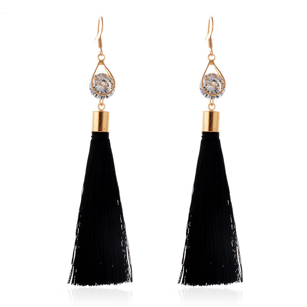 Tear Drop Cage & Tassel Earrings