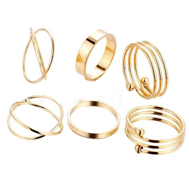 6 Pc. Gold Polished Ring Set