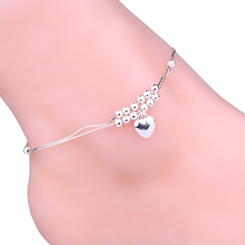 Bead & Heart Anklet