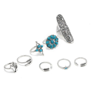 9 Pc. Turquoise Style Ring Set