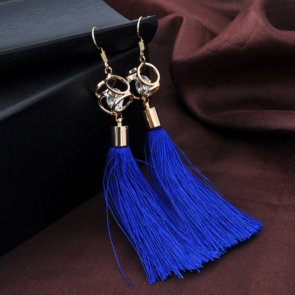 Cylinder Cage & Tassels Earrings