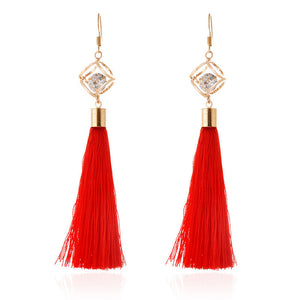 Cylinder Cage & Tassels Earrings