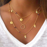 Multi Layer Leaf Charm Necklace