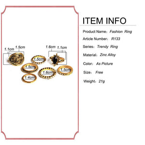 7 Pc. Vintage Crystal Ring Set
