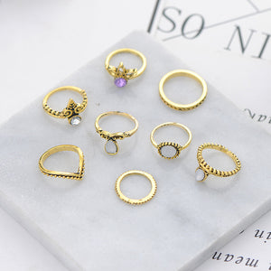 8 Pc. Cavachon Golden or Silver Stack Ring Set