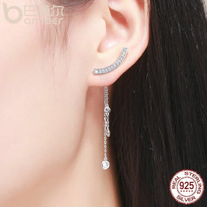 BAMOER Crystal Tassel Drop Earrings