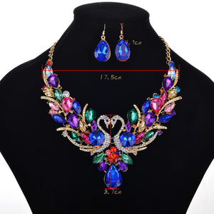 Blue Peacocks Necklace Set