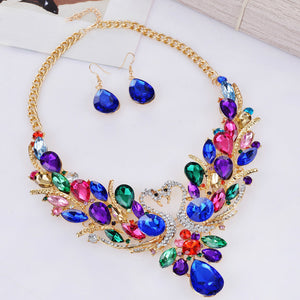 Blue Peacocks Necklace Set