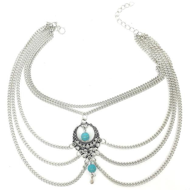 Double Layered Turquoise Anklet