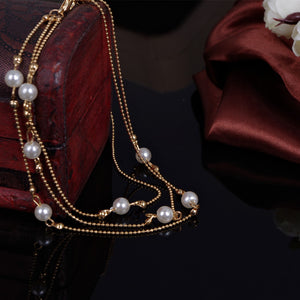 Pearls And Beads Layered Anklet